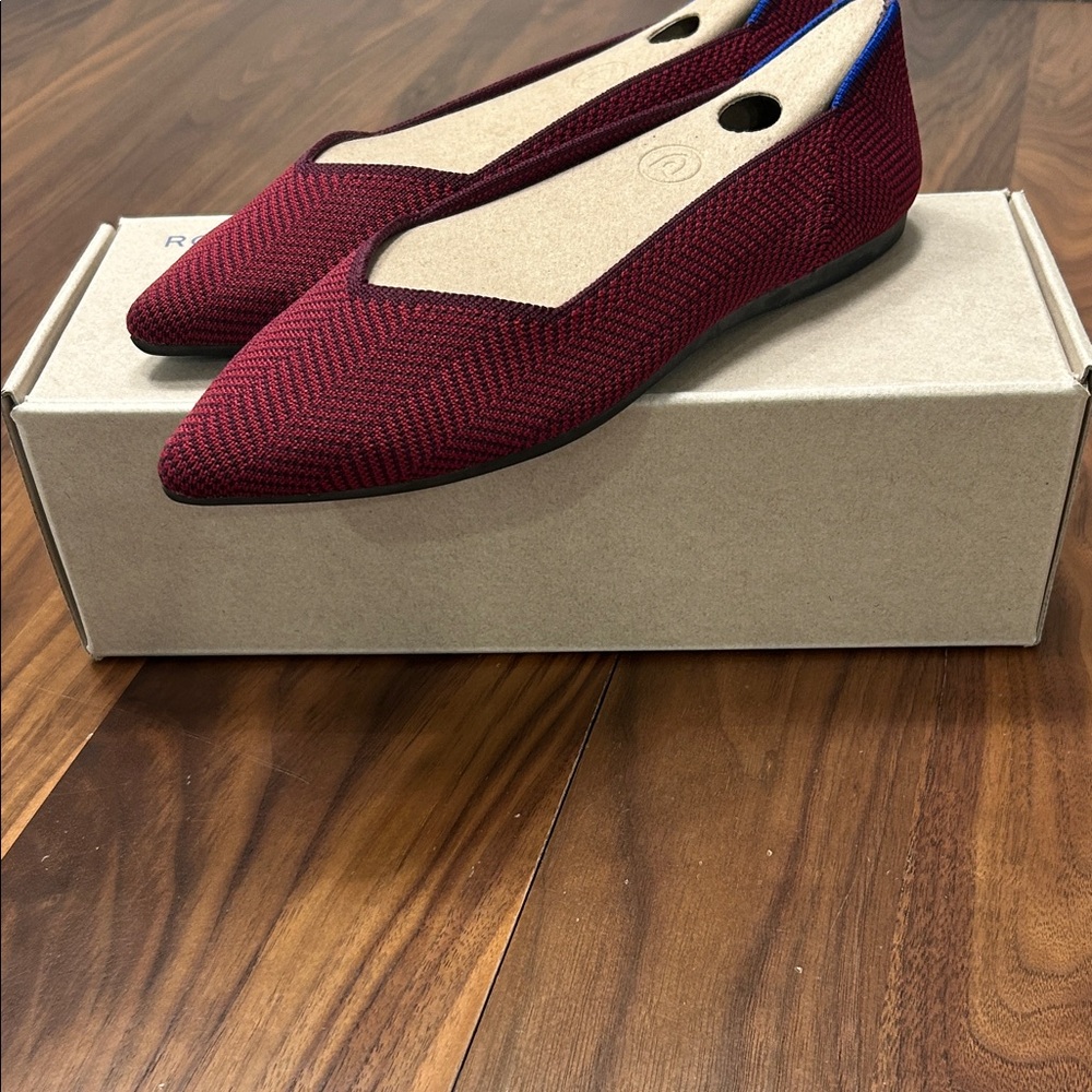Rothy's Pointed Knit Flats in Burgundy